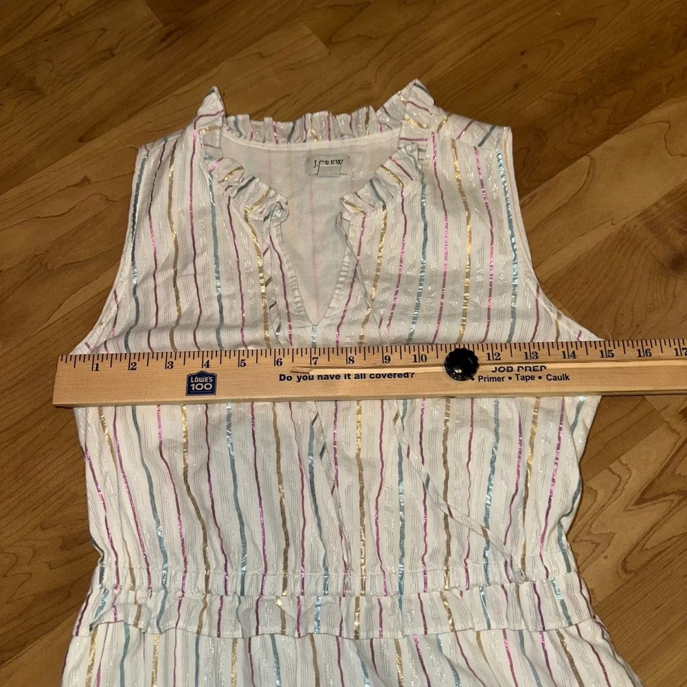 J. Crew Maxi metallic  Striped Sleeveless Ruffle‎ Neck Casual Party Dress Size 0